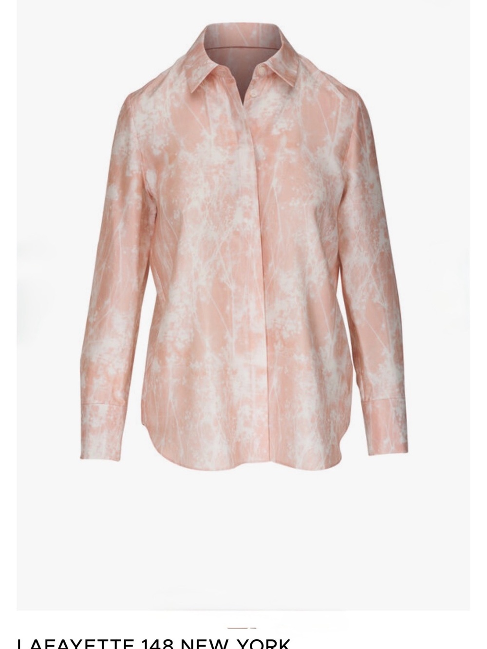 Lafayette 148 New York Blush White Tie-Dye Button Down Shirt